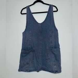 Denim Pocket Romper Jumpsuit in Blue Size M